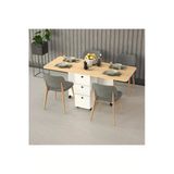 Lüks Katlanır Mutfak Yemek Masası %100 Mdf Pratik Çekmeceli Çalışma Masası Km09