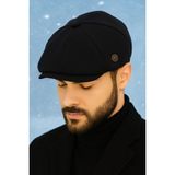 Lüks Kışlık Peaky Blinders Ingiliz Kasket Baretta Şapka - Siyah - 55 - 60 cm
