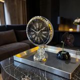 Lüks Kristal Ayaklı Masa Saati – Metal Kasa, Dekoratif Saat, Modern Salon & Ofis Aksesuarı