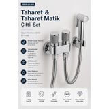 Lüks Krom Taharet Musluğu - Çift Çıkışlı