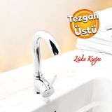 Lüks Kuğu Batarya Duş Bulaşık Musluğu Lavabo Banyo Mutfak Bataryası Mermer Üstü Çift Su Girişli