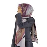 LÜKS MEDİNE BATİK DESENLİ PUDRA - SİYAH RENKLİ 75X195 KIRIŞMAZ ŞAL MOSS KREP DİKİŞ TİPİ İTALYAN DİKİŞLİ