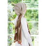 LÜKS MEDİNE EBRU DESENLİ TABA RENKLİ 75X195 KIRIŞMAZ ŞAL MOSS KREP DİKİŞ TİPİ İTALYAN DİKİŞLİ