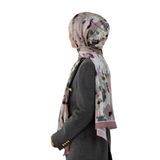 LÜKS MEDİNE İPEĞİ BAHAR DALI DESENLİ PUDRA RENKLİ 75X195 KIRIŞMAZ ŞAL MOSS KREP DİKİŞ TİPİ İTALYAN DİKİŞLİ