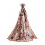 LÜKS MEDİNE İPEĞİ BAHAR DALI DESENLİ SOMON RENKLİ 75X195 KIRIŞMAZ ŞAL MOSS KREP DİKİŞ TİPİ İTALYAN DİKİŞLİ