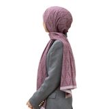LÜKS MEDİNE İPEĞİ BAROK DESENLİ PUDRA RENKLİ KIRIŞMAZ ŞAL MOSS KREP DİKİŞ TİPİ İTALYAN DİKİŞLİ