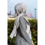 LÜKS MEDİNE İPEĞİ BOYA DAMLASI DESENLİ GRİ RENKLİ 75X195 KIRIŞMAZ ŞAL MOSS KREP DİKİŞ TİPİ İTALYAN DİKİŞLİ