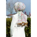 LÜKS MEDİNE İPEĞİ BOYA DAMLASI DESENLİ SARI RENKLİ 75X195 KIRIŞMAZ ŞAL MOSS KREP DİKİŞ TİPİ İTALYAN DİKİŞLİ