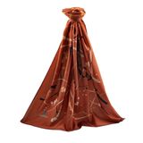 LÜKS MEDİNE İPEĞİ BOYA DAMLASI DESENLİ TABA RENKLİ 75X195 KIRIŞMAZ ŞAL MOSS KREP DİKİŞ TİPİ İTALYAN DİKİŞLİ