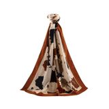 LÜKS MEDİNE İPEĞİ BOYA EFEKTİ DESENLİ TABA RENKLİ 75X195 KIRIŞMAZ ŞAL MOSS KREP DİKİŞ TİPİ İTALYAN DİKİŞLİ