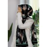 LÜKS MEDİNE İPEĞİ ÇİÇEK DESENLİ MİNT YEŞİLİ RENKLİ 75X195 KIRIŞMAZ ŞAL MOSS KREP DİKİŞ TİPİ İTALYAN DİKİŞLİ