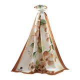 LÜKS MEDİNE İPEĞİ ÇİÇEK DESENLİ TABA RENKLİ 75X195 KIRIŞMAZ ŞAL MOSS KREP DİKİŞ TİPİ İTALYAN DİKİŞLİ