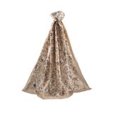 LÜKS MEDİNE İPEĞİ ÇİÇEKLİ BEJ - KREM RENKLİ 75X195 KIRIŞMAZ ŞAL MOSS KREP DİKİŞ TİPİ İTALYAN DİKİŞLİ
