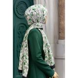 LÜKS MEDİNE İPEĞİ ÇİÇEKLİ ZÜMRÜT YEŞİLİ - MİNT YEŞİLİ RENKLİ 75X195 KIRIŞMAZ ŞAL MOSS KREP DİKİŞ TİPİ İTALYAN DİKİŞLİ