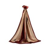 LÜKS MEDİNE İPEĞİ ÇİZGİ DESENLİ BORDO RENKLİ 75X195 KIRIŞMAZ ŞAL MOSS KREP DİKİŞ TİPİ İTALYAN DİKİŞLİ