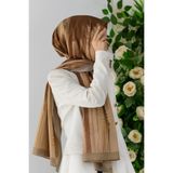 LÜKS MEDİNE İPEĞİ ÇİZGİ DESENLİ HARDAL RENKLİ 75X195 KIRIŞMAZ ŞAL MOSS KREP DİKİŞ TİPİ İTALYAN DİKİŞLİ