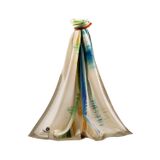 LÜKS MEDİNE İPEĞİ ÇİZGİ DESENLİ KIRMIZI RENKLİ 75X195 KIRIŞMAZ ŞAL MOSS KREP DİKİŞ TİPİ İTALYAN DİKİŞLİ