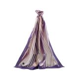LÜKS MEDİNE İPEĞİ ÇİZGİLİ DESENLİ LİLA RENKLİ 75X195 KIRIŞMAZ ŞAL MOSS KREP DİKİŞ TİPİ İTALYAN DİKİŞLİ