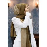 LÜKS MEDİNE İPEĞİ DALGA DESENLİ BEJ RENKLİ 75X195 KIRIŞMAZ ŞAL MOSS KREP DİKİŞ TİPİ İTALYAN DİKİŞLİ