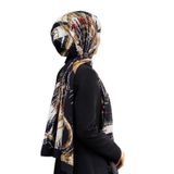 LÜKS MEDİNE İPEĞİ DEGRADELİ ÇİZGİ DESENLİ BORDO RENKLİ 75X195 KIRIŞMAZ ŞAL MOSS KREP DİKİŞ TİPİ İTALYAN DİKİŞLİ