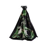 LÜKS MEDİNE İPEĞİ DEGRADELİ ÇİZGİ DESENLİ ZÜMRÜT YEŞİLİ RENKLİ 75X195 KIRIŞMAZ ŞAL MOSS KREP DİKİŞ TİPİ İTALYAN DİKİŞLİ