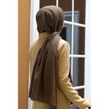 LÜKS MEDİNE İPEĞİ DEGRADELİ MONOGRAM DESENLİ BEJ RENKLİ 75X195 KIRIŞMAZ ŞAL MOSS KREP DİKİŞ TİPİ İTALYAN DİKİŞLİ