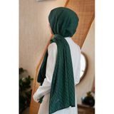 Lüks Medine İpeği Degradeli Monogram Desenli Petrol Yeşili Renkli 75X195 Kırışmaz Şal Moss Krep Dikiş Tipi İtalyan Dikişli