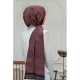LÜKS MEDİNE İPEĞİ DESENLİ GÜL KURUSU RENKLİ 75X195 KIRIŞMAZ ŞAL MOSS KREP DİKİŞ TİPİ İTALYAN DİKİŞLİ
