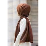 LÜKS MEDİNE İPEĞİ DOKU DESENLİ BAKIR RENKLİ 75X195 KIRIŞMAZ ŞAL MOSS KREP DİKİŞ TİPİ İTALYAN DİKİŞLİ
