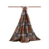 LÜKS MEDİNE İPEĞİ EKOSE DESENLİ KAHVERENGİ RENKLİ 75X195 KIRIŞMAZ ŞAL MOSS KREP DİKİŞ TİPİ İTALYAN DİKİŞLİ
