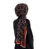LÜKS MEDİNE İPEĞİ EKOSE DESENLİ SİYAH - BORDO RENKLİ 75X195 KIRIŞMAZ ŞAL MOSS KREP DİKİŞ TİPİ İTALYAN DİKİŞLİ