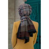 LÜKS MEDİNE İPEĞİ EKOSELİ KAZAYAK DESENLİ BORDO RENKLİ 75X195 KIRIŞMAZ ŞAL MOSS KREP DİKİŞ TİPİ İTALYAN DİKİŞLİ