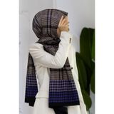 LÜKS MEDİNE İPEĞİ EKOSELİ KAZAYAK DESENLİ SAKS RENKLİ 75X195 KIRIŞMAZ ŞAL MOSS KREP DİKİŞ TİPİ İTALYAN DİKİŞLİ