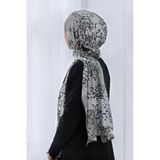 LÜKS MEDİNE İPEĞİ ESKİTME DESENLİ GÜMÜŞ RENKLİ 75X195 KIRIŞMAZ ŞAL MOSS KREP DİKİŞ TİPİ İTALYAN DİKİŞLİ