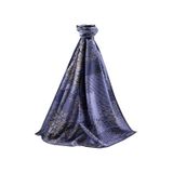 LÜKS MEDİNE İPEĞİ ESKİTME DESENLİ LACİVERT RENKLİ 75X195 KIRIŞMAZ ŞAL MOSS KREP DİKİŞ TİPİ İTALYAN DİKİŞLİ