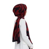 LÜKS MEDİNE İPEĞİ FIRÇA DARBESİ DESENLİ BORDO RENKLİ 75X195 KIRIŞMAZ ŞAL MOSS KREP DİKİŞ TİPİ İTALYAN DİKİŞLİ