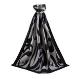 LÜKS MEDİNE İPEĞİ FIRÇA DARBESİ DESENLİ GÜMÜŞ RENKLİ 75X195 KIRIŞMAZ ŞAL MOSS KREP DİKİŞ TİPİ İTALYAN DİKİŞLİ