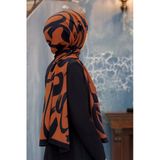 LÜKS MEDİNE İPEĞİ FIRÇA DARBESİ DESENLİ TABA RENKLİ 75X195 KIRIŞMAZ ŞAL MOSS KREP DİKİŞ TİPİ İTALYAN DİKİŞLİ