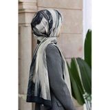 LÜKS MEDİNE İPEĞİ FIRÇA DESENLİ FÜME RENKLİ 75X195 KIRIŞMAZ ŞAL MOSS KREP DİKİŞ TİPİ İTALYAN DİKİŞLİ