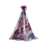 LÜKS MEDİNE İPEĞİ FIRÇA DESENLİ LİLA RENKLİ 75X195 KIRIŞMAZ ŞAL MOSS KREP DİKİŞ TİPİ İTALYAN DİKİŞLİ