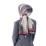 LÜKS MEDİNE İPEĞİ FIRÇA DESENLİ PUDRA RENKLİ 75X195 KIRIŞMAZ ŞAL MOSS KREP DİKİŞ TİPİ İTALYAN DİKİŞLİ