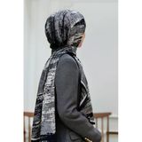 LÜKS MEDİNE İPEĞİ FIRÇA DESENLİ SİYAH RENKLİ 75X195 KIRIŞMAZ ŞAL MOSS KREP DİKİŞ TİPİ İTALYAN DİKİŞLİ
