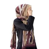 LÜKS MEDİNE İPEĞİ GEOMETRİK DESENLİ GÜL KURUSU RENKLİ 75X195 KIRIŞMAZ ŞAL MOSS KREP DİKİŞ TİPİ İTALYAN DİKİŞLİ