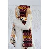 LÜKS MEDİNE İPEĞİ GEOMETRİK DESENLİ MÜRDÜM RENKLİ 75X195 KIRIŞMAZ ŞAL MOSS KREP DİKİŞ TİPİ İTALYAN DİKİŞLİ
