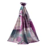 LÜKS MEDİNE İPEĞİ GEOMETRİK DESENLİ PEMBE RENKLİ 75X195 KIRIŞMAZ ŞAL MOSS KREP DİKİŞ TİPİ İTALYAN DİKİŞLİ