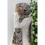 LÜKS MEDİNE İPEĞİ GEOMETRİK DESENLİ SAKS RENKLİ 75X195 KIRIŞMAZ ŞAL MOSS KREP DİKİŞ TİPİ İTALYAN DİKİŞLİ