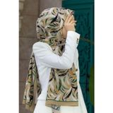 LÜKS MEDİNE İPEĞİ GEOMETRİK DESENLİ ZÜMRÜT YEŞİLİ RENKLİ 75X195 KIRIŞMAZ ŞAL MOSS KREP DİKİŞ TİPİ İTALYAN DİKİŞLİ