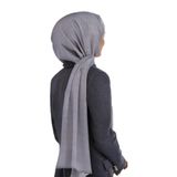 LÜKS MEDİNE İPEĞİ HASIR DESENLİ GRİ RENKLİ 75X195 KIRIŞMAZ ŞAL MOSS KREP DİKİŞ TİPİ İTALYAN DİKİŞLİ