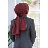 LÜKS MEDİNE İPEĞİ HASIR DESENLİ GÜL KURUSU RENKLİ 75X195 KIRIŞMAZ ŞAL MOSS KREP DİKİŞ TİPİ İTALYAN DİKİŞLİ