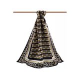 Lüks Medine İpeği Kare Desenli Hardal Renkli 75X195 Kırışmaz Şal Moss Krep Dikiş Tipi İtalyan Dikişli